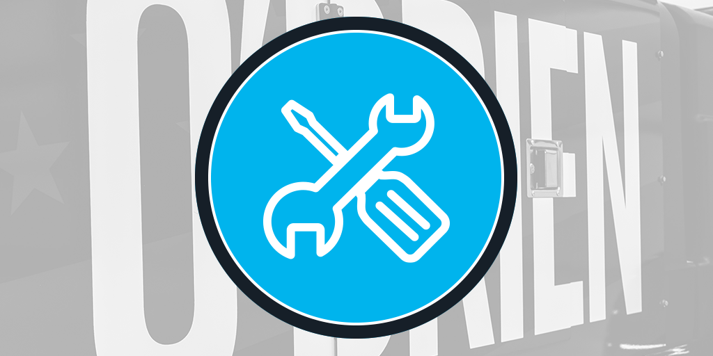 O'Brien Sewer Jetters service icon: crossed wrench and screwdriver over branded jetter body